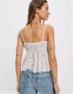 American Eagle AE Tie-Front Cami Hemd Damen Weiß | TNDHL5083