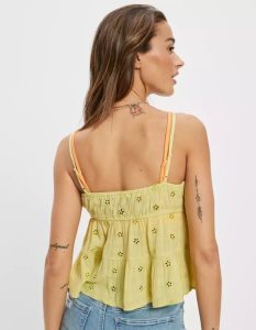 American Eagle AE Tie-Front Cami Hemd Damen Hellgrün | YBZTK3672