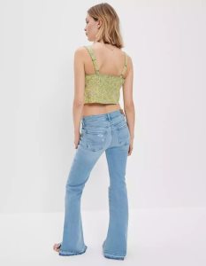 American Eagle AE Tie-Front Corset Tank Top Hemd Damen Grün | QHVEP4387