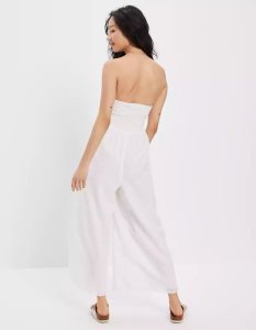 American Eagle AE Tie-Front Overall Damen Weiß | HBICV5624