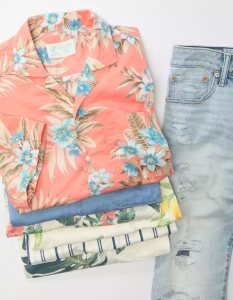 American Eagle AE Tropical Button-Up Poolside Shirt Flanell Tops Herren Orange | FTGJK9183