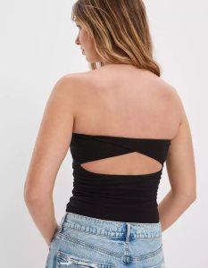 American Eagle AE Twist-Back Tube Bodys Damen Schwarz | GZWFS5640