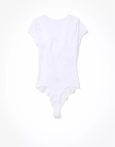 American Eagle AE V-Neck Kurzes-Sleeve Bodysuit T-shirts Damen Weiß | JTEOF2398