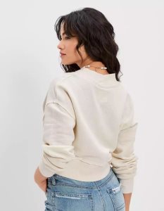 American Eagle AE Wrap-Front Sweatshirts Damen Weiß | CLZJW6730