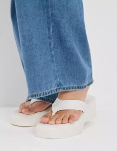 American Eagle AE Y2K Tanga Plattform Sandalen Damen Weiß | JBDGT4563