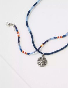 American Eagle AE x Outer Banks Necklace 2-Pack Schmuck Herren Navy | FDMNJ9340