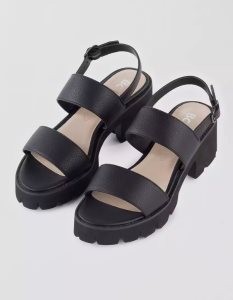 American Eagle BC Footwear Left Unsaid Plattform Sandal Keilabsatz Damen Schwarz | LYQRD7396