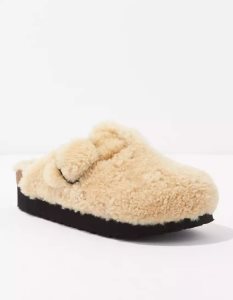 American Eagle Boston Big Schnallen Shearling Clogs Damen Weiß | QSWRC5483