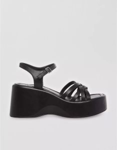 American Eagle Crazy30 Sandal Keilabsatz Damen Schwarz | PRWSE0864