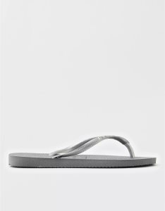American Eagle Havaianas Slim Flip Flops Damen Silber | MLESG9612