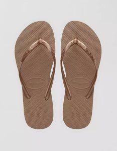 American Eagle Havianas Slim Flip Flops Damen Rosa Gold | DJBSM2794