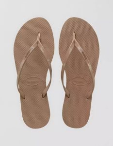 American Eagle Havianas You Metallic Flip Flops Damen Beige | GDKVP2389