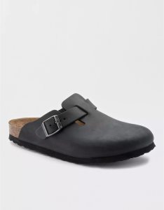 American Eagle Leder Boston Clog Freizeitschuhe Herren Schwarz | JXUSB5713