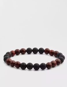 American Eagle Matte Onyx Red Sandalwood Beaded Bracelet Schmuck Herren Dunkelbraun | SPJOH9417