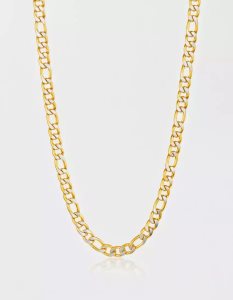 American Eagle Matte Plated Stainless Steel Figaro Chain Necklace Schmuck Herren Gold | TOXZF6750
