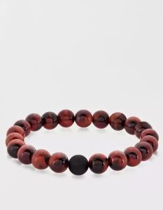 American Eagle Natural Stone Beaded Bracelet Schmuck Herren Braun | VHWGP5347