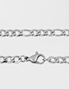 American Eagle Polished Stainless Steel Figaro Chain Necklace Schmuck Herren Silber | BRUFO3976