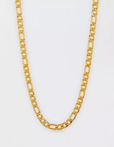 American Eagle Polished Stainless Steel Figaro Chain Necklace Schmuck Herren Gold | PQJWS2460