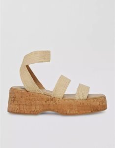 American Eagle Sashes Sandal Keilabsatz Damen Beige | QSGRJ0267