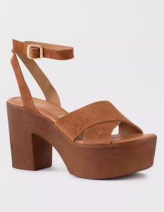 American Eagle Seychelles Sweetener Plattform Sandal Keilabsatz Damen Braun | SEHMZ6013