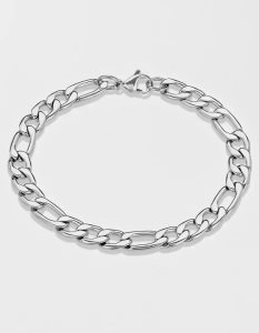 American Eagle Stainless Steel 8mm Figaro Chain Bracelet Schmuck Herren Silber | SUIQN5782