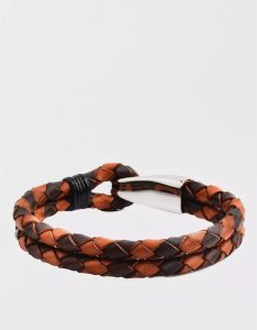 American Eagle Stainless Steel Braided Leder Bracelet Schmuck Herren Braun | LCYJB9510
