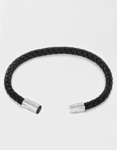 American Eagle Stainless Steel Braided Leder Bracelet Schmuck Herren Schwarz | XJCQI1628